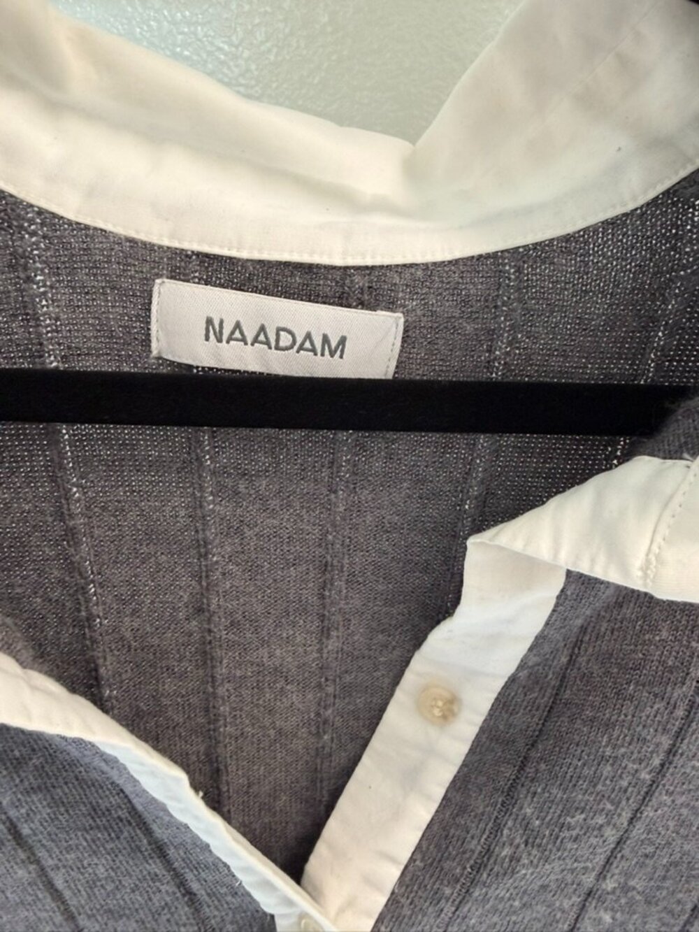 NAADAM Charcoal and White Knit Sweater Cardigan - Picture 2 of 2